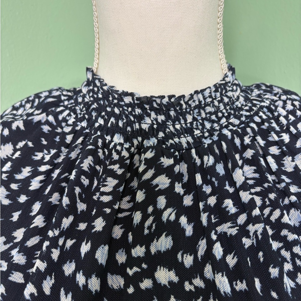 Nina Leonard Navy and White Printed Tie-Waist Midi Dress - Picture 6 of 14